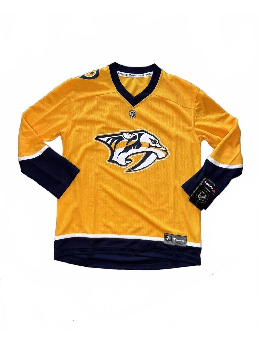 Nashville Predators Fanatics Youth Jersey Yellow Navy L/XL - Fits Men XS/S